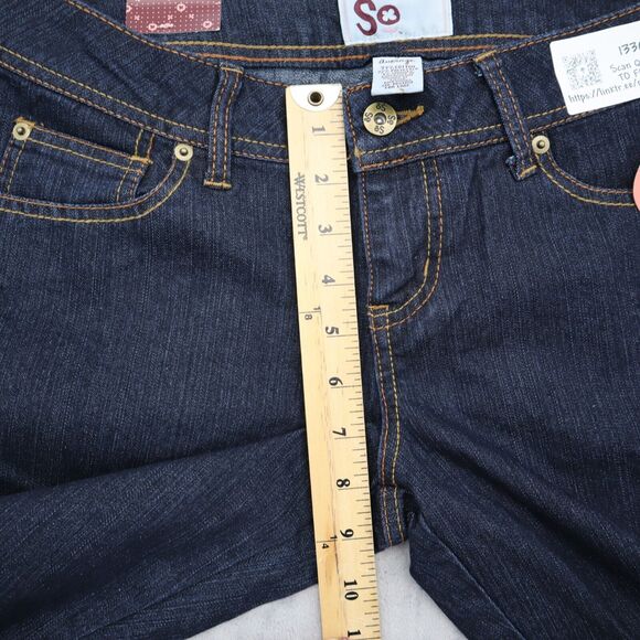 SO Jeans Girls 9 Dark Blue Deep Value Denim Flared Leg Fitted Hip Casual Pants - Picture 4 of 14